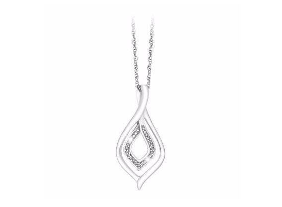 Sterling Silver & 0.03ct Diamond Twist Pendant